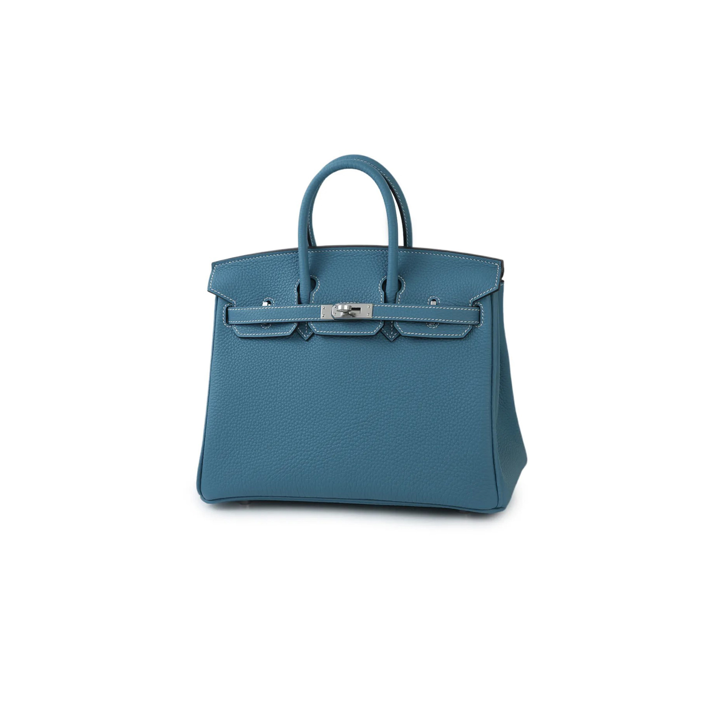 HERMES MASTER BIRKIN 25 TOGO LEATHER DENIM BLUE SILVER BUCKLE BAG H028369CK75 (25*20*13cm)